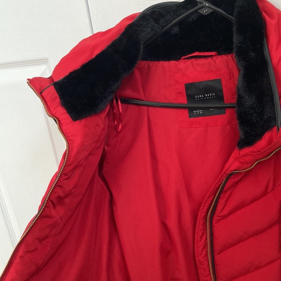 Zara Red Puffer Winter Jacket - Picture 2 of 3